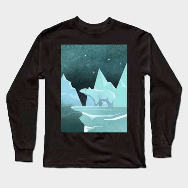 Polar Bear Cold Landscape Long Sleeve T-Shirt by Trippycollage